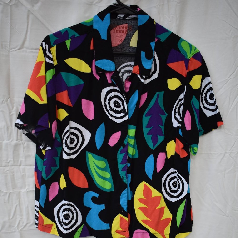 Stranger Things Eleven button up graphic shirt